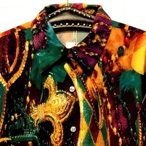NWT Jammy Job Sz M Women's Blouse Shirt Long Sleeve Multicolor Masquerade